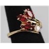 Image 1 : RED CZ AND CZ 14K GOLD PLATED RING