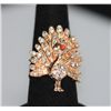 Image 1 : FASHION JEWELRY CZ AND RED CZ PEACOCK SHAPED BRASS RING
