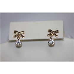 14K GOLD PLATED BOW AND CZ EARRINGS