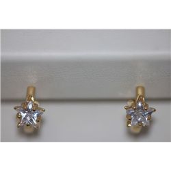 10K GOLD PLATED CZ STAR SMALL EARRINGS