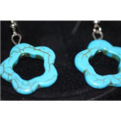FANCY FASHION JEWELRY FLOWER DESING TURQOUISE EARRINGS