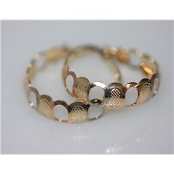 14K GOLD PLATED TRI-COLOR HOOP EARRINGS