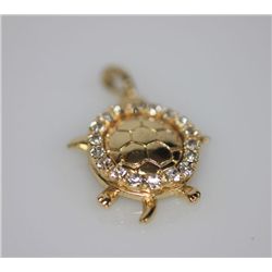 14K GOLD PLATED CZ TURTLE PENDANT