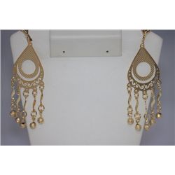 14K GOLD PLATED ANTIQUE STYLE DANGLING EARRINGS