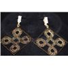 Image 1 : BIG SQUARE DANGLING EARRING 14K GOLD PLATED