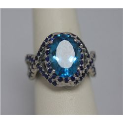 7.0 CTW BLUE TOPAZ AND 1.5 CTW SAPPHIRE .925 STERLING S