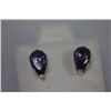 Image 1 : PEAR PURPLE CZ STUD EARRINGS .925 STERLING SILVER