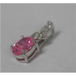 CZ AND PINK PENDANT .925 STERLING SIVER