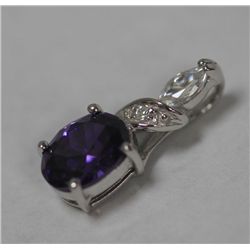 CZ AND PURPLE CZ PENDANT .925 STERLING SILVER