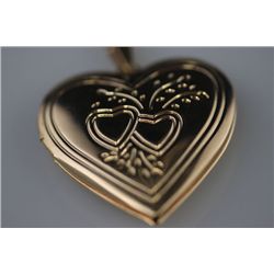 HEART SHAPE PICTURE PENDANT 14K GOLD PLATED (BIG)