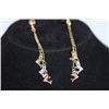 Image 2 : 18K GOLD PLATED TRI-COLOR DOLPHIN DANGLING EARRINGS