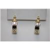 Image 2 : 18K GOLD PLATED BLACK AND WHITE CZ EARRINGS