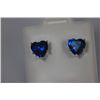 Image 1 : HEART BLUE ZIRCON CZ STUD EARRINGS .925 STERLING SILVER