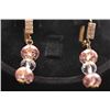 Image 2 : 14K GOLD PLATED CZ AND PINK CZ DANGLING EARRINGS