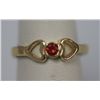 Image 1 : 14K GOLD PLATED RED CZ HEART RING