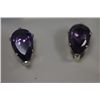 Image 2 : PEAR PURPLE CZ STUD EARRINGS .925 STERLING SILVER
