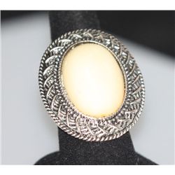 FASHION JEWELRY BRASS RING; SYNTHETIC MOON STONE