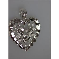 HEART WITH ROSES CHARM PENDANT .925 STERLING SILVER