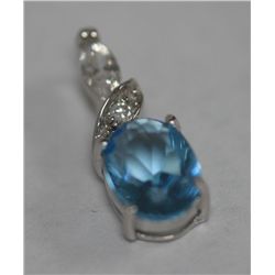 CZ AND BLUE CZ PENDANT .925 STERLING SILVER