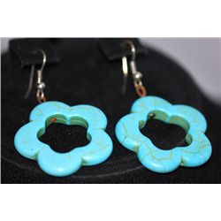 FANCY FASHION JEWELRY FLOWER DESING TURQOUISE EARRINGS