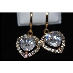 CZ HEART SHAPED GOLD PLATED EARRING