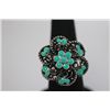 Image 1 : FASHION JEWELRY; SYNTHETIC TURQUOISE COLORED BRASS RING