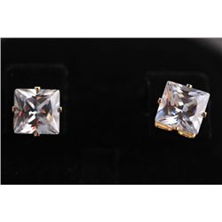 14K GOLD PLATED CZ STUD EARRINGS