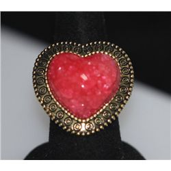 FASHION JEWELRY BRASS RING; HEART SHAPED; SYNTHETIC PIN