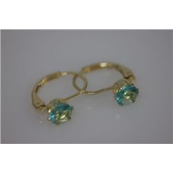 14K GOLD PLATED BLUE CZ EARRINGS