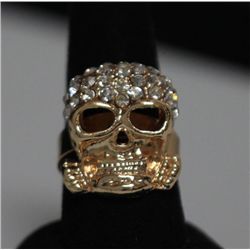 FASHION JEWELRY CZ SKULL SHAPED BRASS RING