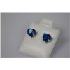 Image 2 : HEART BLUE ZIRCON CZ STUD EARRINGS .925 STERLING SILVER