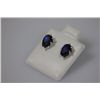 Image 1 : PEAR BLUE SAPPHIRE CZ STUD EARRINGS .925 STERLING SILVE