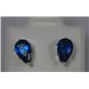 Image 2 : PEAR BLUE SAPPHIRE CZ STUD EARRINGS .925 STERLING SILVE