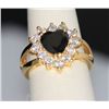 Image 1 : BLACK HEART SHAPED CZ 14K GOLD PLATED RING