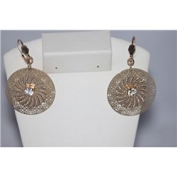 14K GOLD PLATED CZ DANGLING EARRINGS