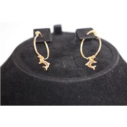 18K GOLD PLATED DOLPHIN HOOP EARRINGS