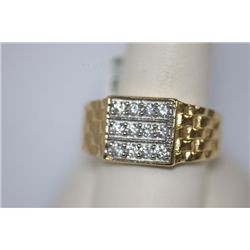 MENS RING CZ 14K GOLD PLATED