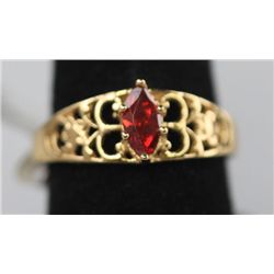 RED CZ 14K GOLD PLATED RING