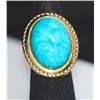 Image 1 : FASHION JEWELRY BRASS RING; SYNTHETIC LIGHT BLUE STONE
