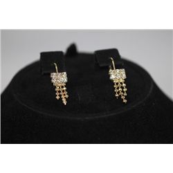 14K GOLD PLATED CZ DANGLING EARRINGS