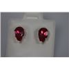 Image 1 : PEAR RUBY CZ STUD EARRINGS .925 STERLING SILVER