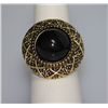 Image 1 : FASHION JEWELRY BRASS RING; SYNTHETIC BLACK STONE