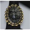 Image 2 : FASHION JEWELRY BRASS RING; SYNTHETIC BLACK STONE