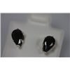 Image 1 : PEAR BLACK CZ STUD EARRINGS .925 STERLING SILVER