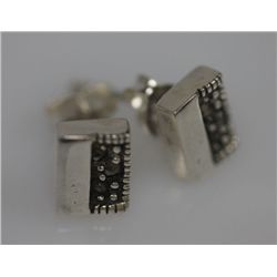 RECTANGLE MARCASITE EARRINGS .925 STERLING SILVER