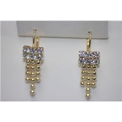 14K GOLD PLATED CZ DANGLING EARRINGS