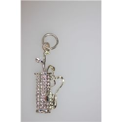 GOLF CLUBS AND BAG CHARM .925 STERLING SILVER