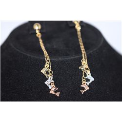 18K GOLD PLATED TRI-COLOR DOLPHIN DANGLING EARRINGS