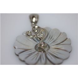 FANCY FASHION JEWELRY GREY FLOWER  WITH CZ PENDANT