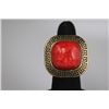 Image 2 : FASHION JEWELRY BRASS RING; SYNTHETIC RED STONE